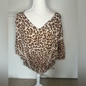 Absolutely Famous Tan and Cream Boxy Blouse size 2X